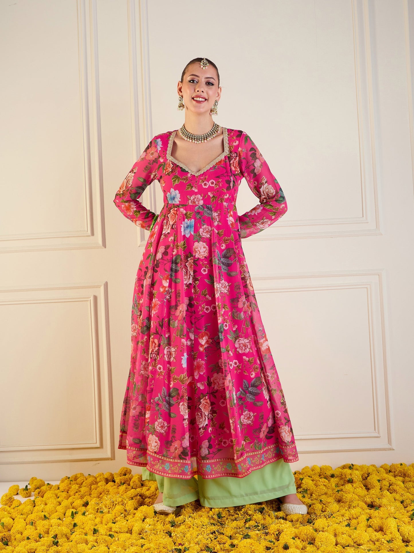 Women's Pink Floral Kurta
