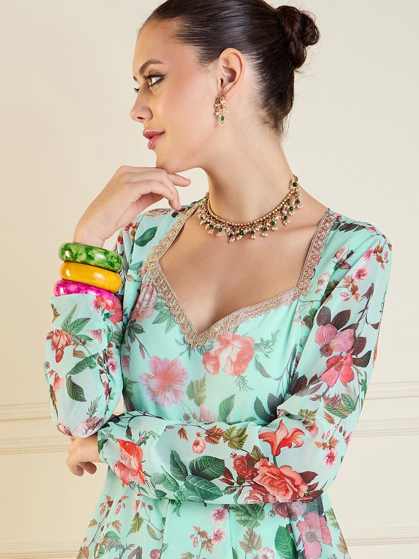 Women's Blue Floral Kurta