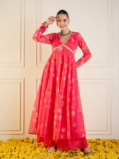 Women's Pink Floral Kurta