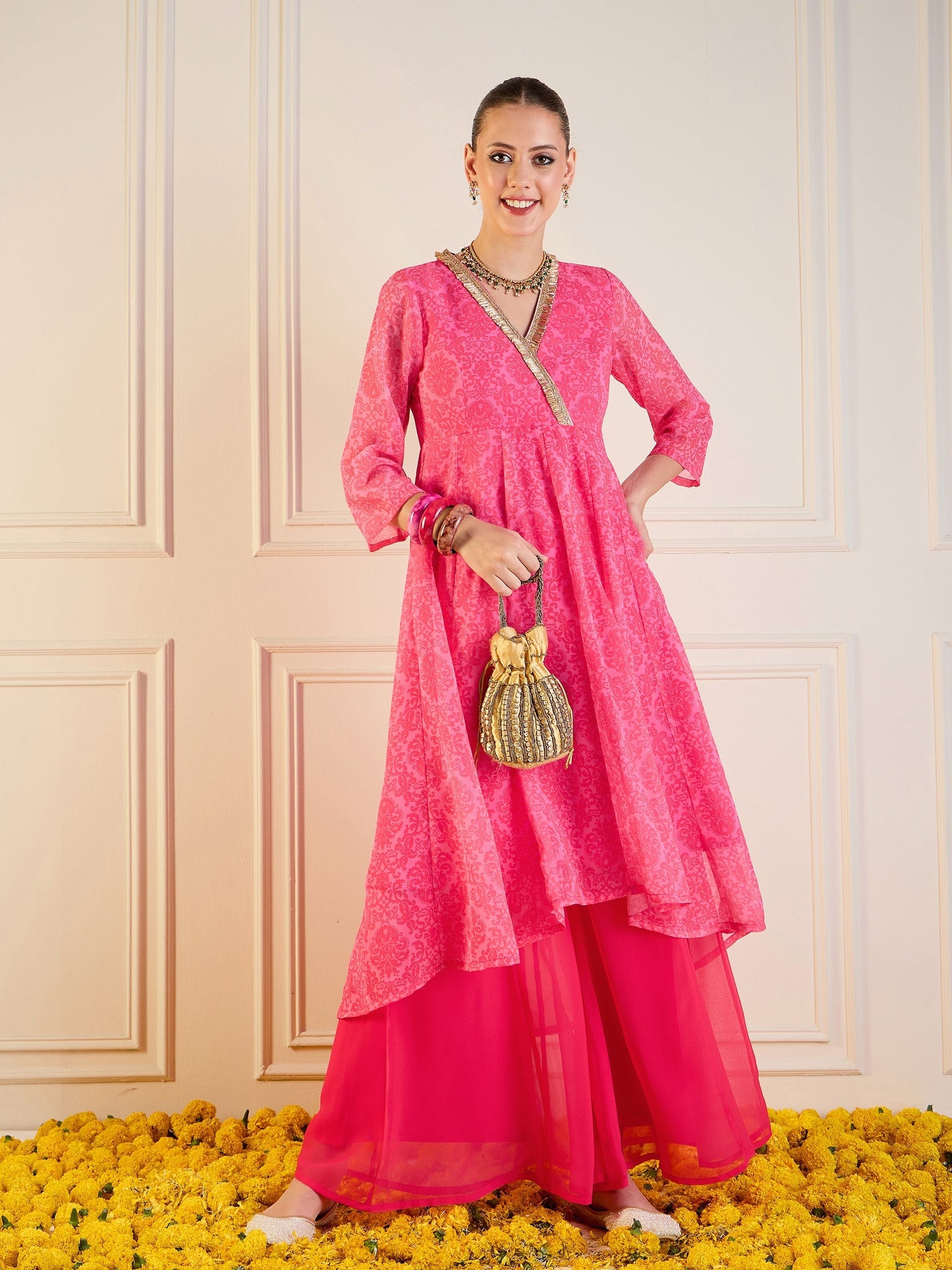Women's Pink Floral Kurta