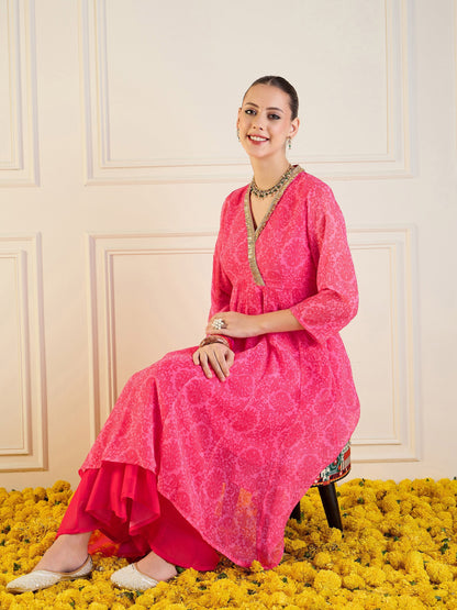 Women's Pink Floral Kurta