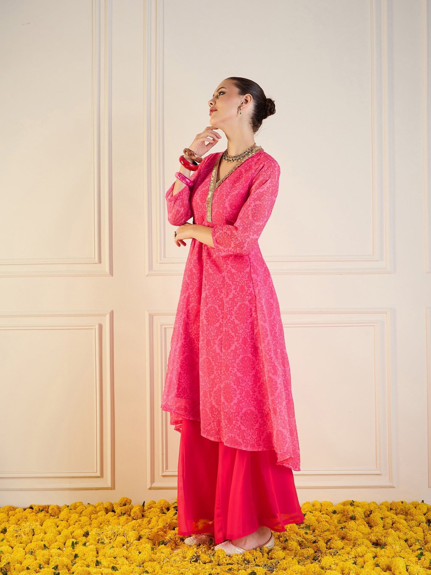 Women's Pink Floral Kurta