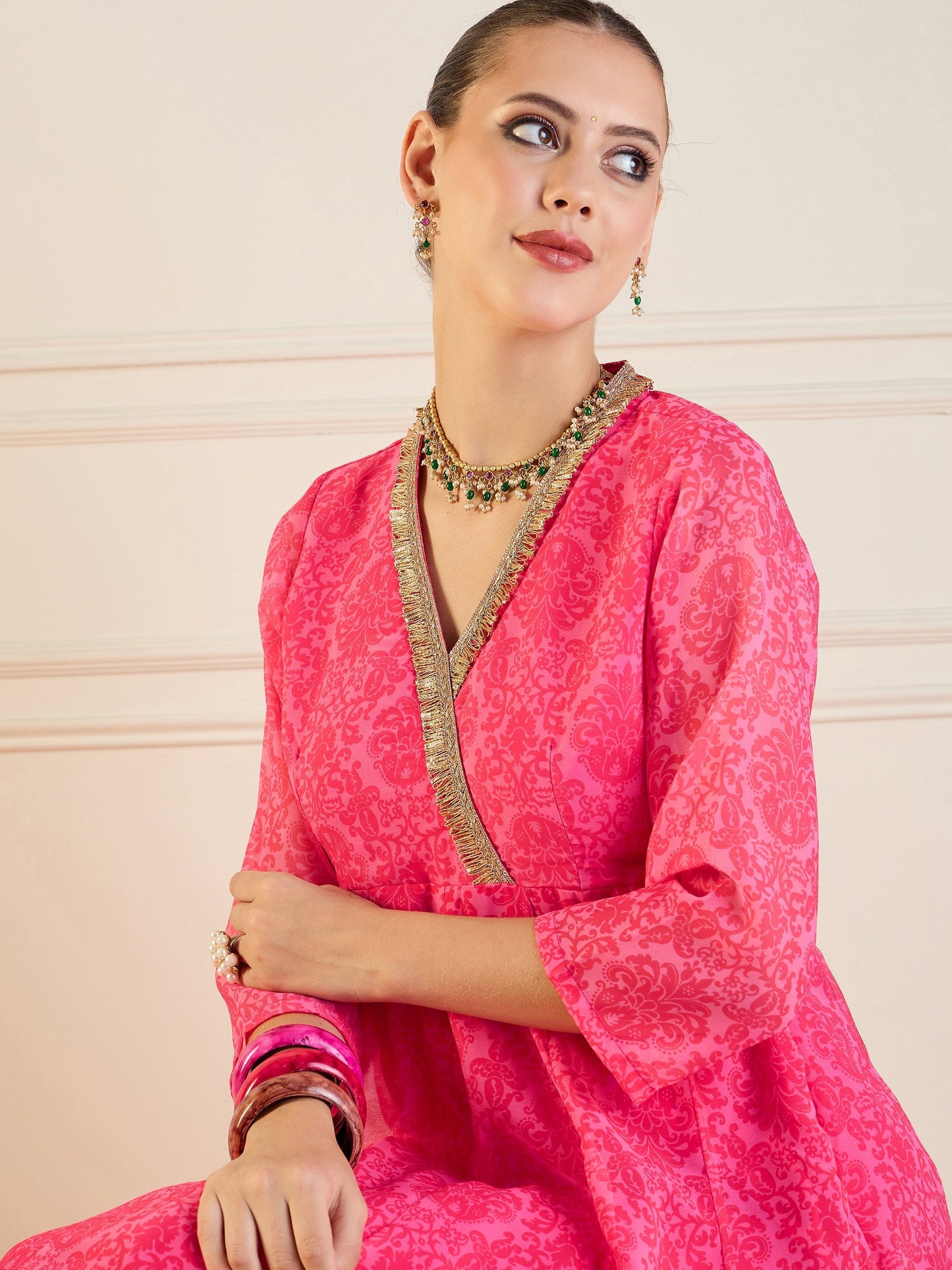Women's Pink Floral Kurta