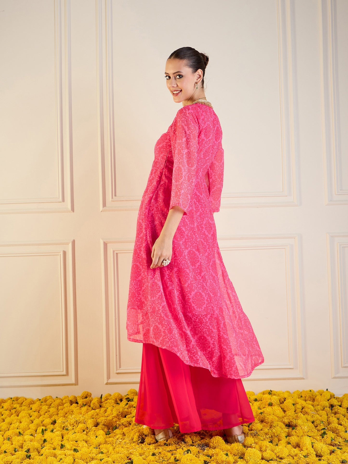 Women's Pink Floral Kurta