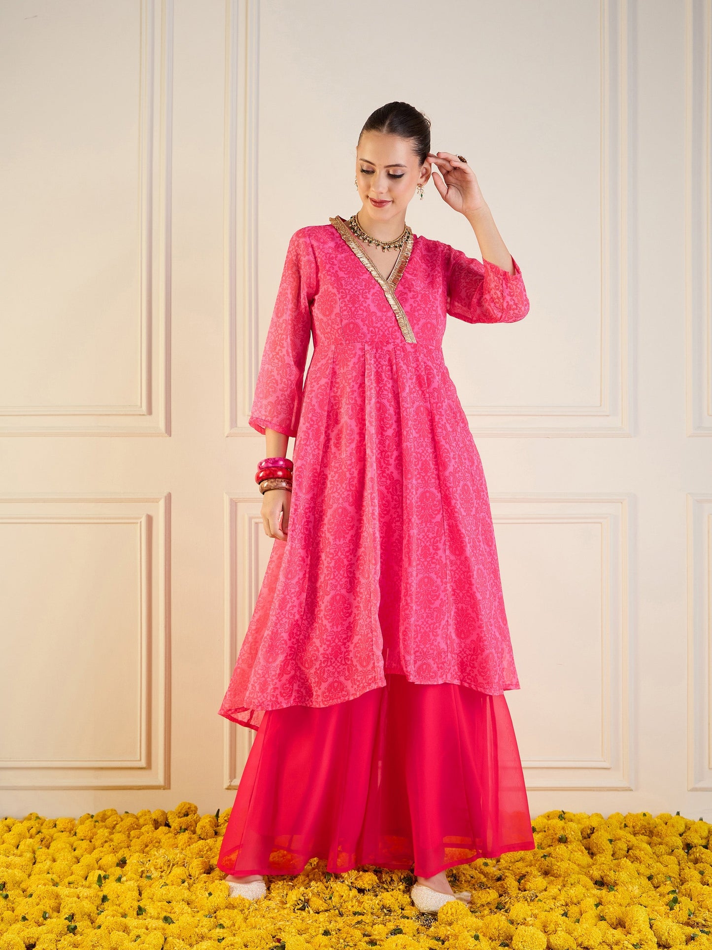 Women's Pink Floral Kurta