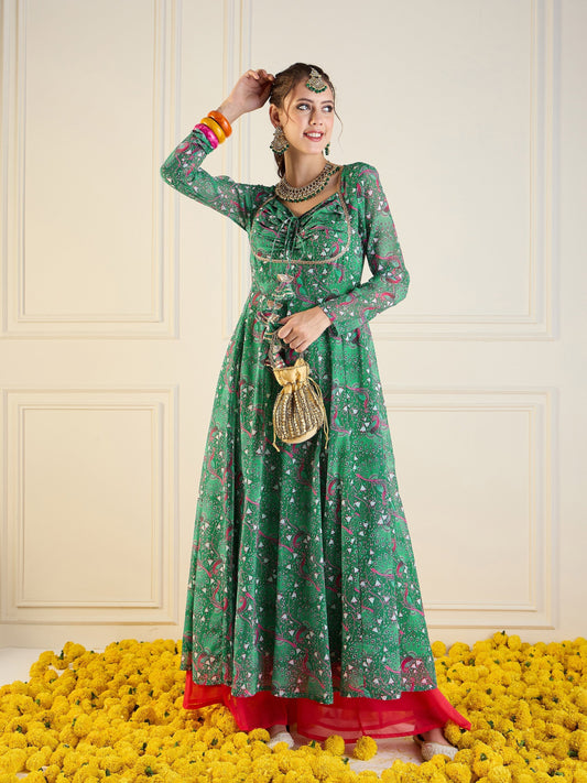 Women's Green Printed Kurta