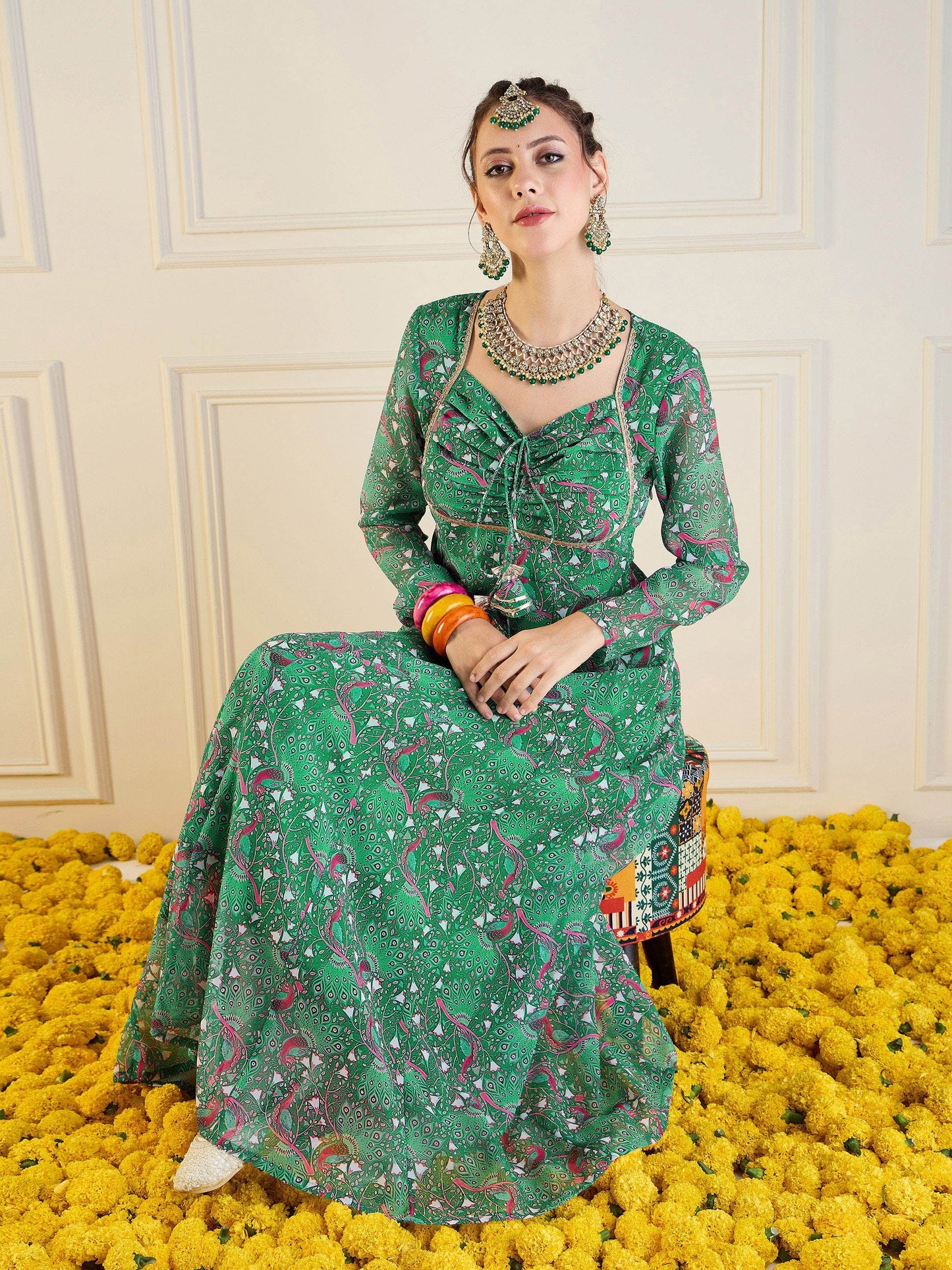Women's Green Printed Kurta