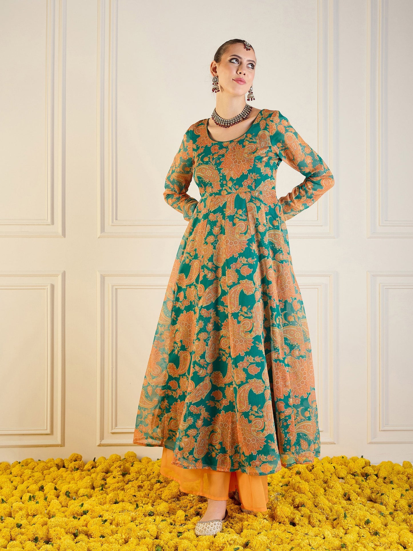 Women's Green Floral Kurta