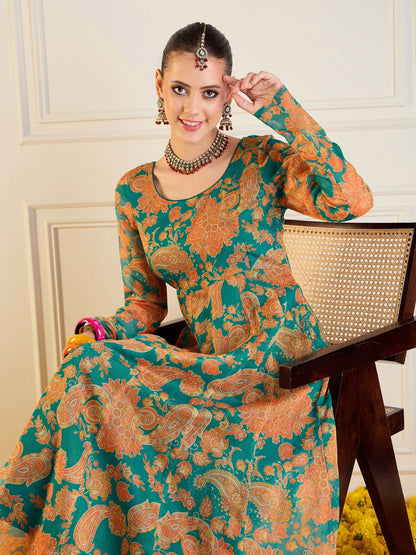 Women's Green Floral Kurta