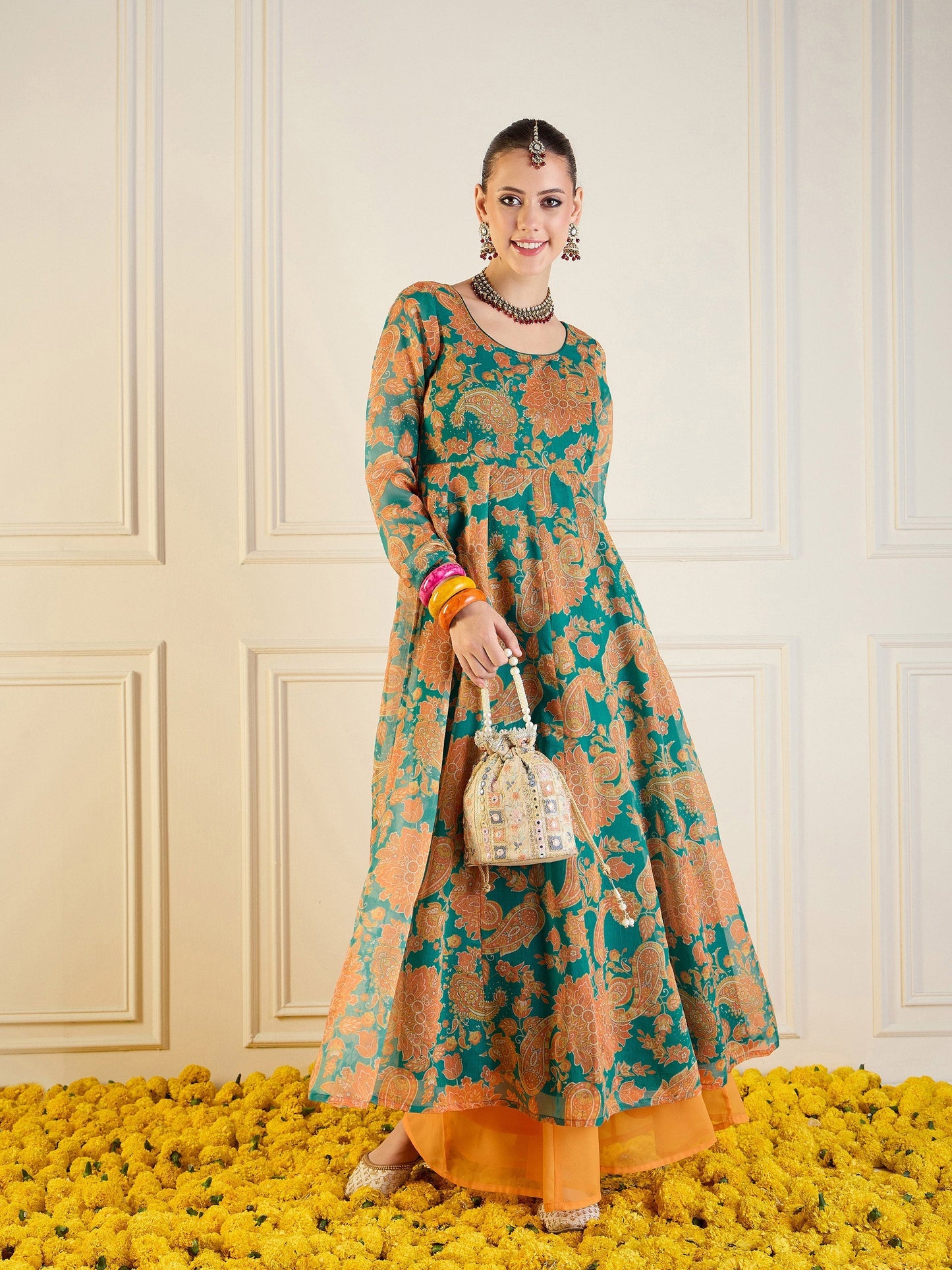 Women's Green Floral Kurta