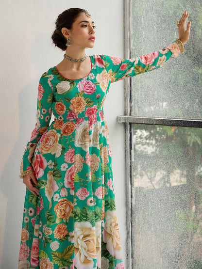 Women's Green Floral Kurta