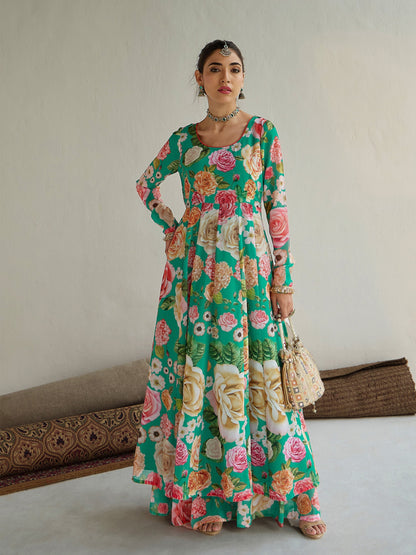 Women's Green Floral Kurta