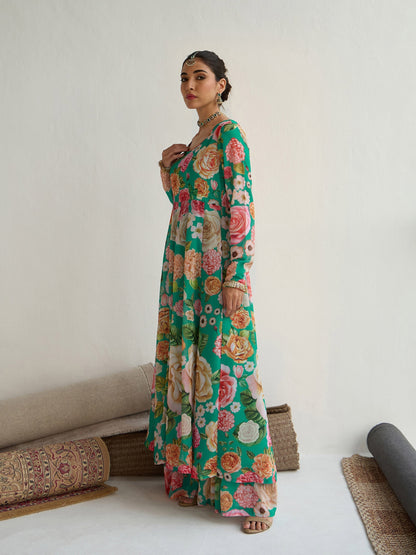 Women's Green Floral Kurta