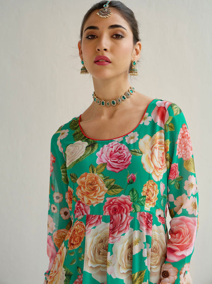 Women's Green Floral Kurta