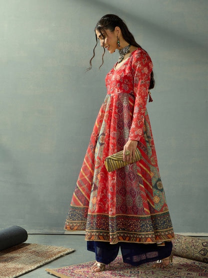 Women's Red Floral Kurta