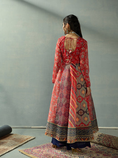 Women's Red Floral Kurta