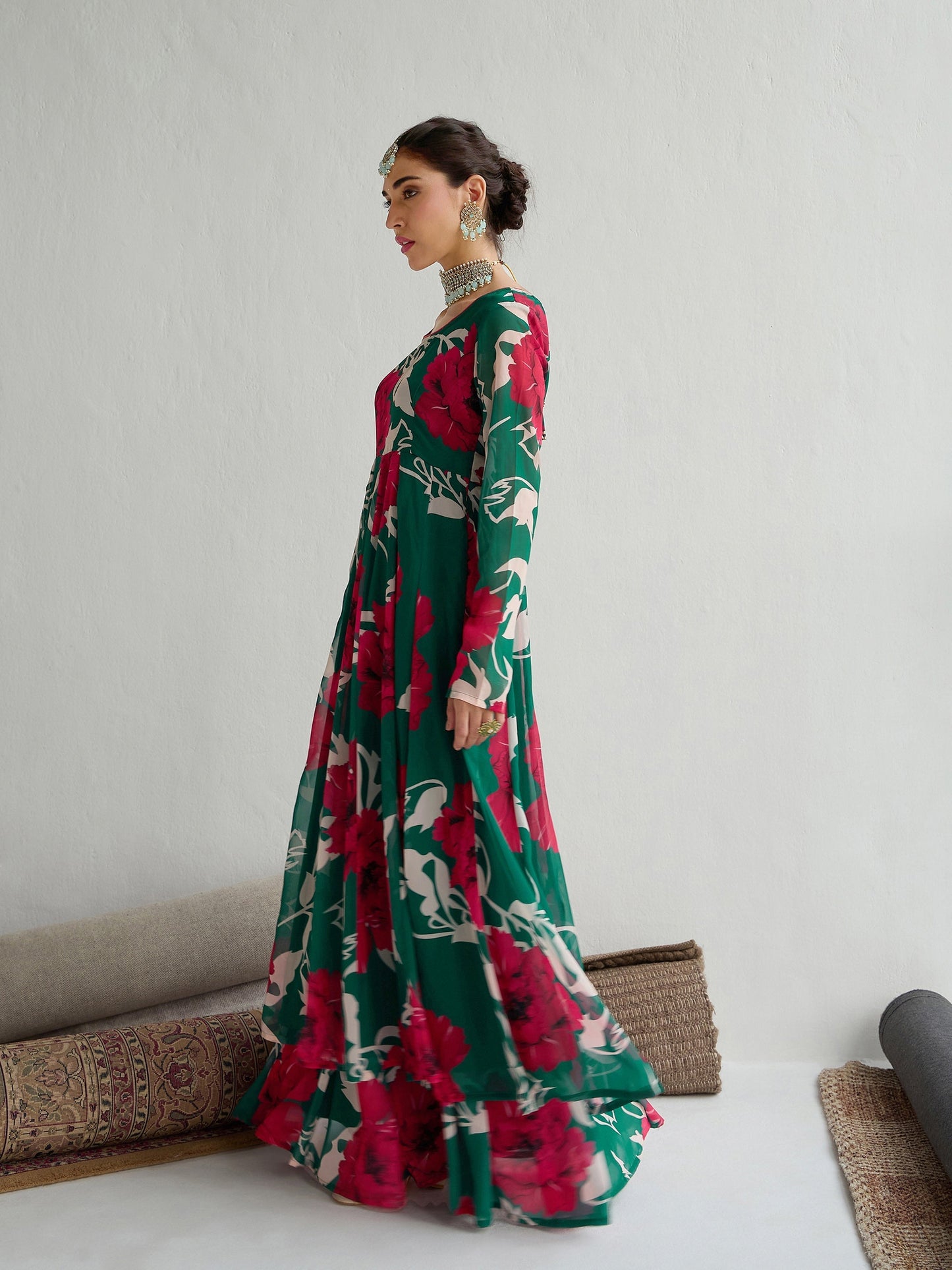 Women's Green Floral Kurta