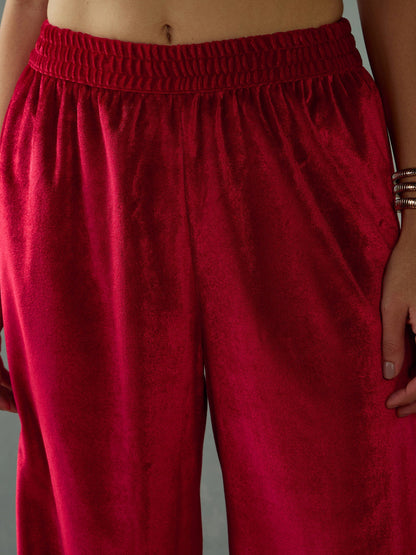 Women's Red Embroidered Kurta Set