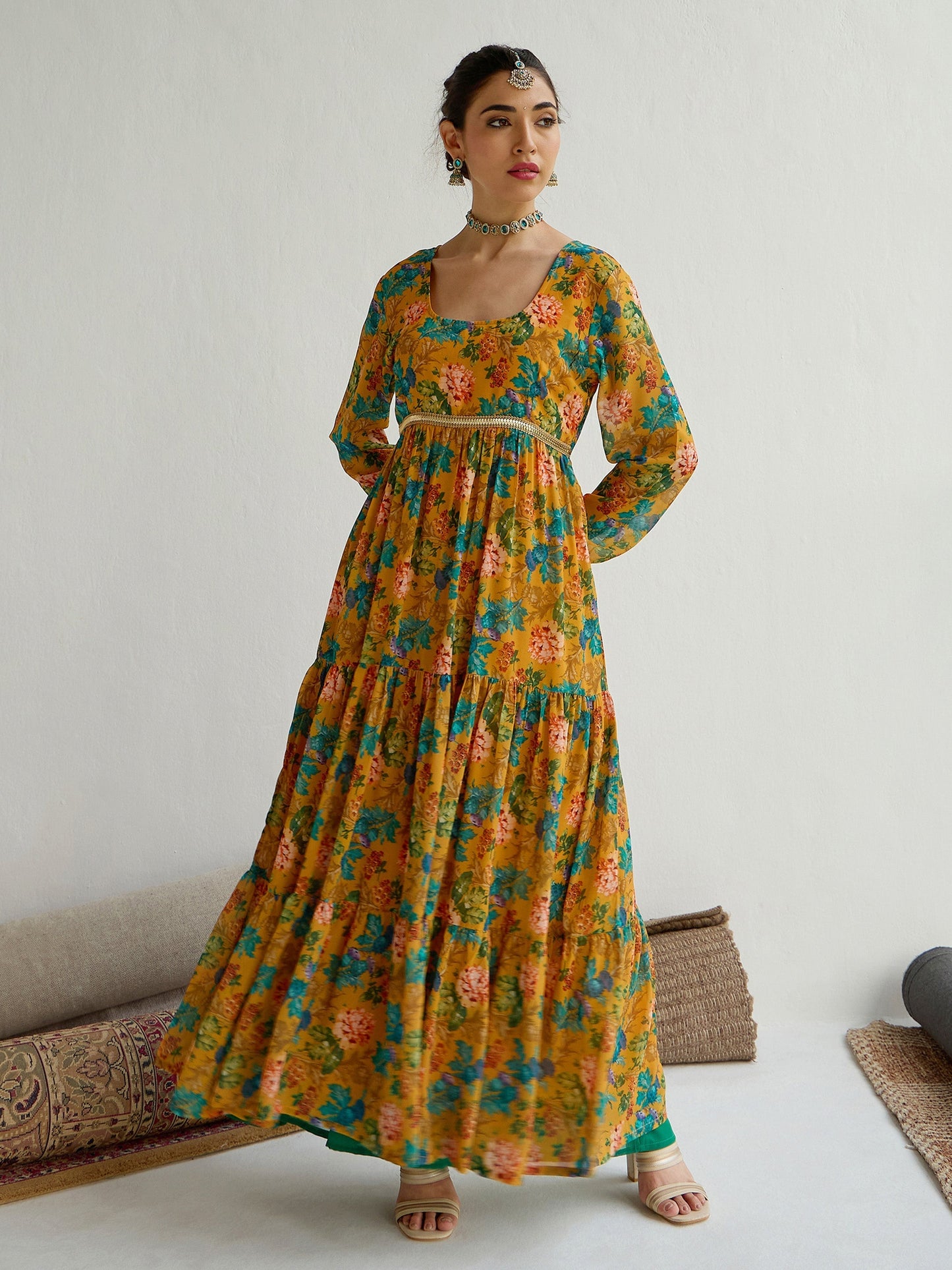 Women's Yellow Floral Kurta