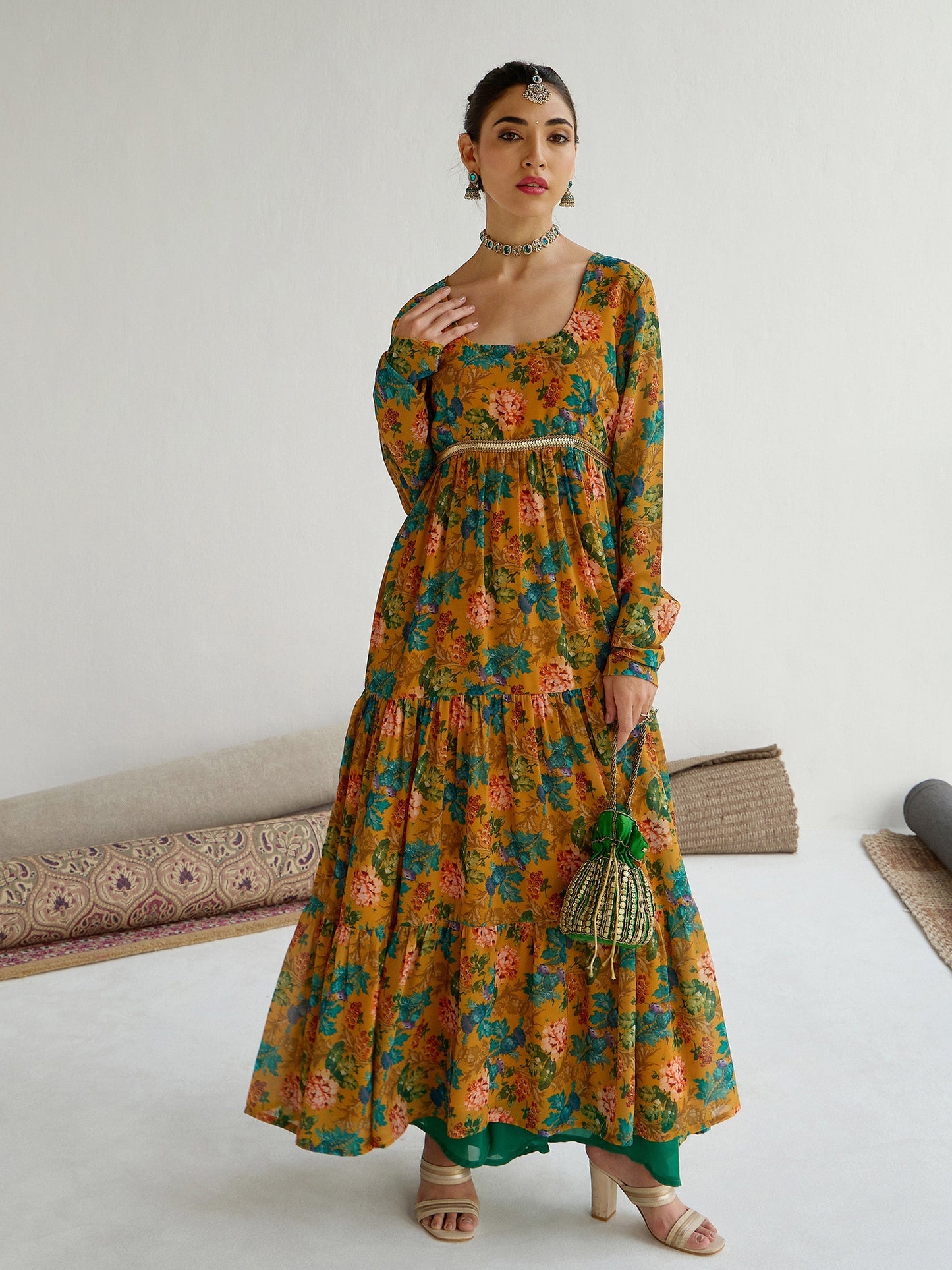 Women's Yellow Floral Kurta