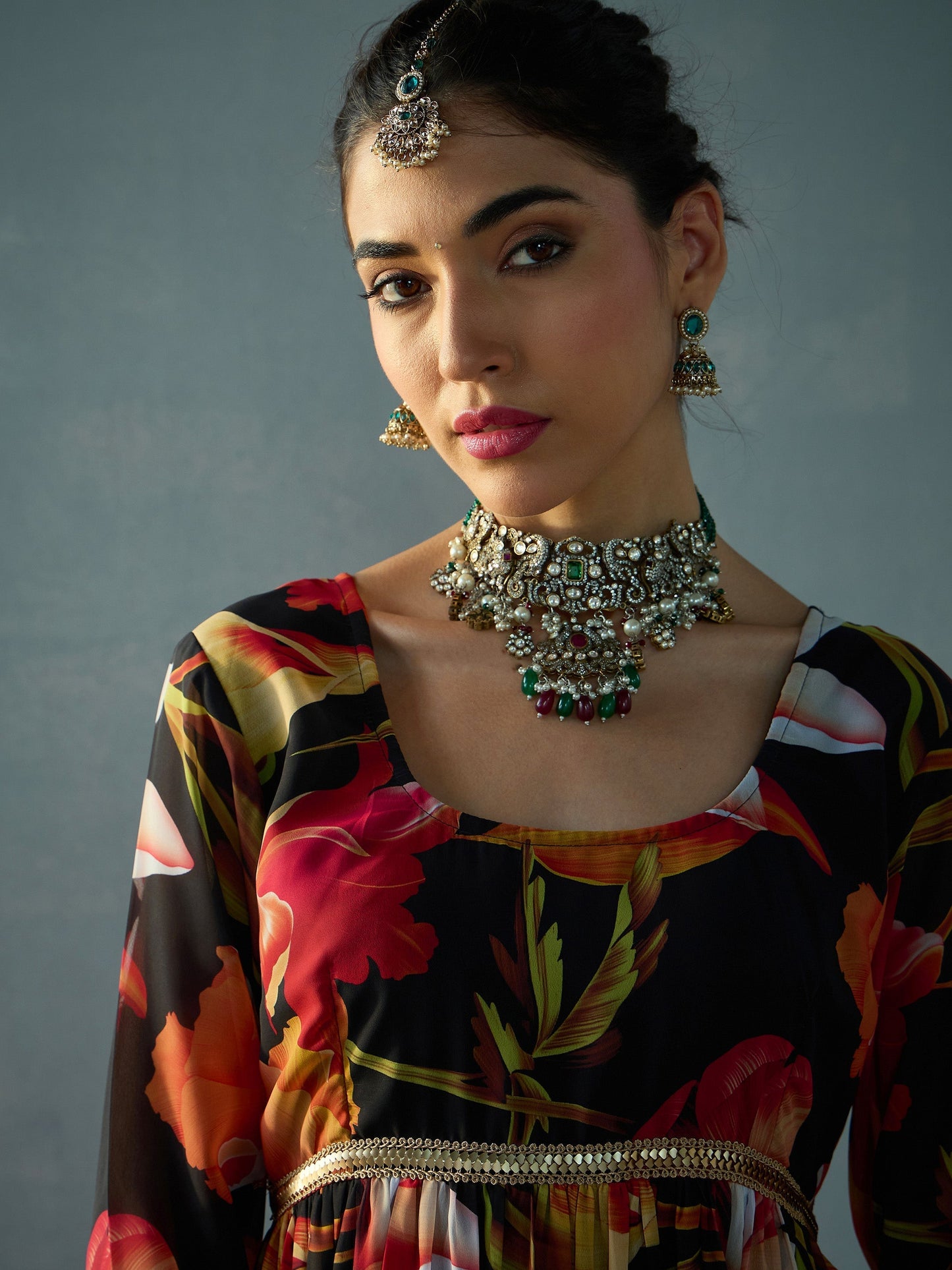 Women's Black Floral Kurta