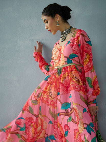 Women's Pink Floral Kurta