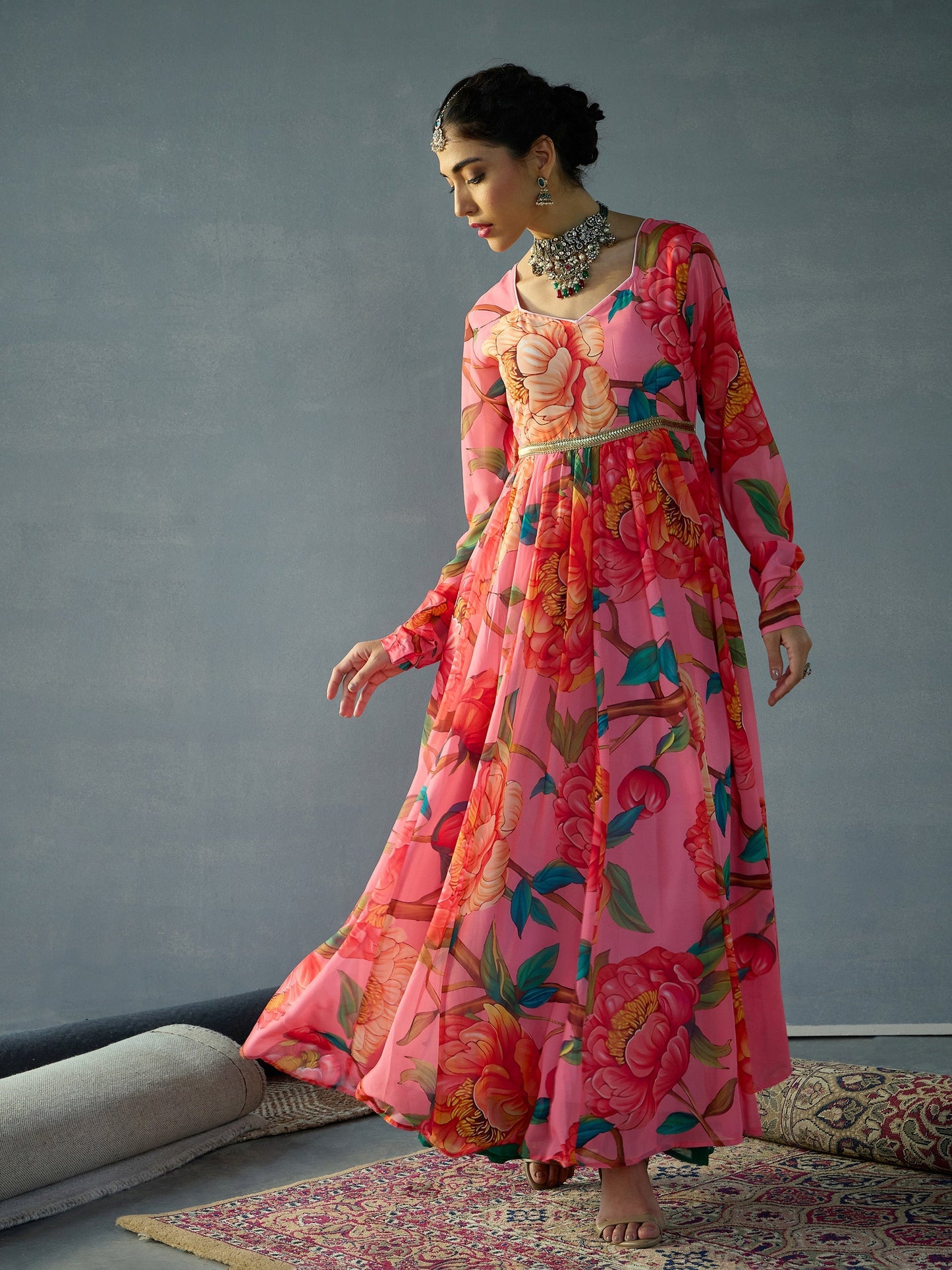 Women's Pink Floral Kurta