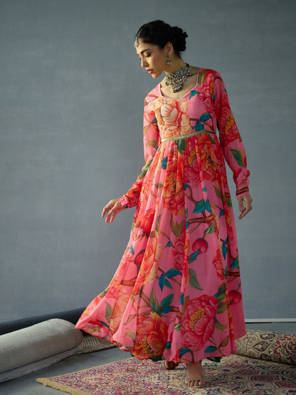 Women's Pink Floral Kurta