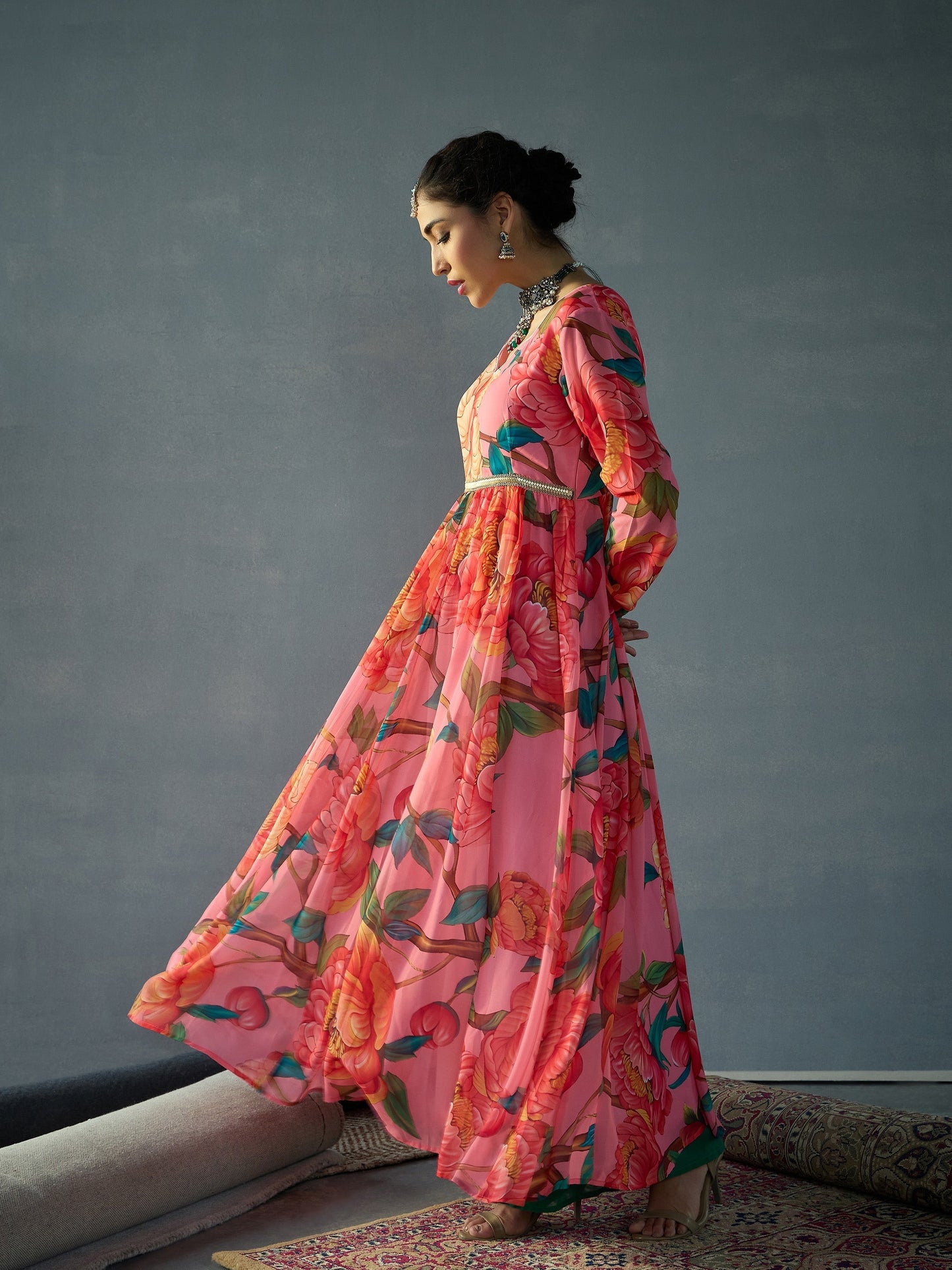 Women's Pink Floral Kurta
