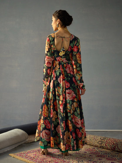 Women's Black Floral Kurta
