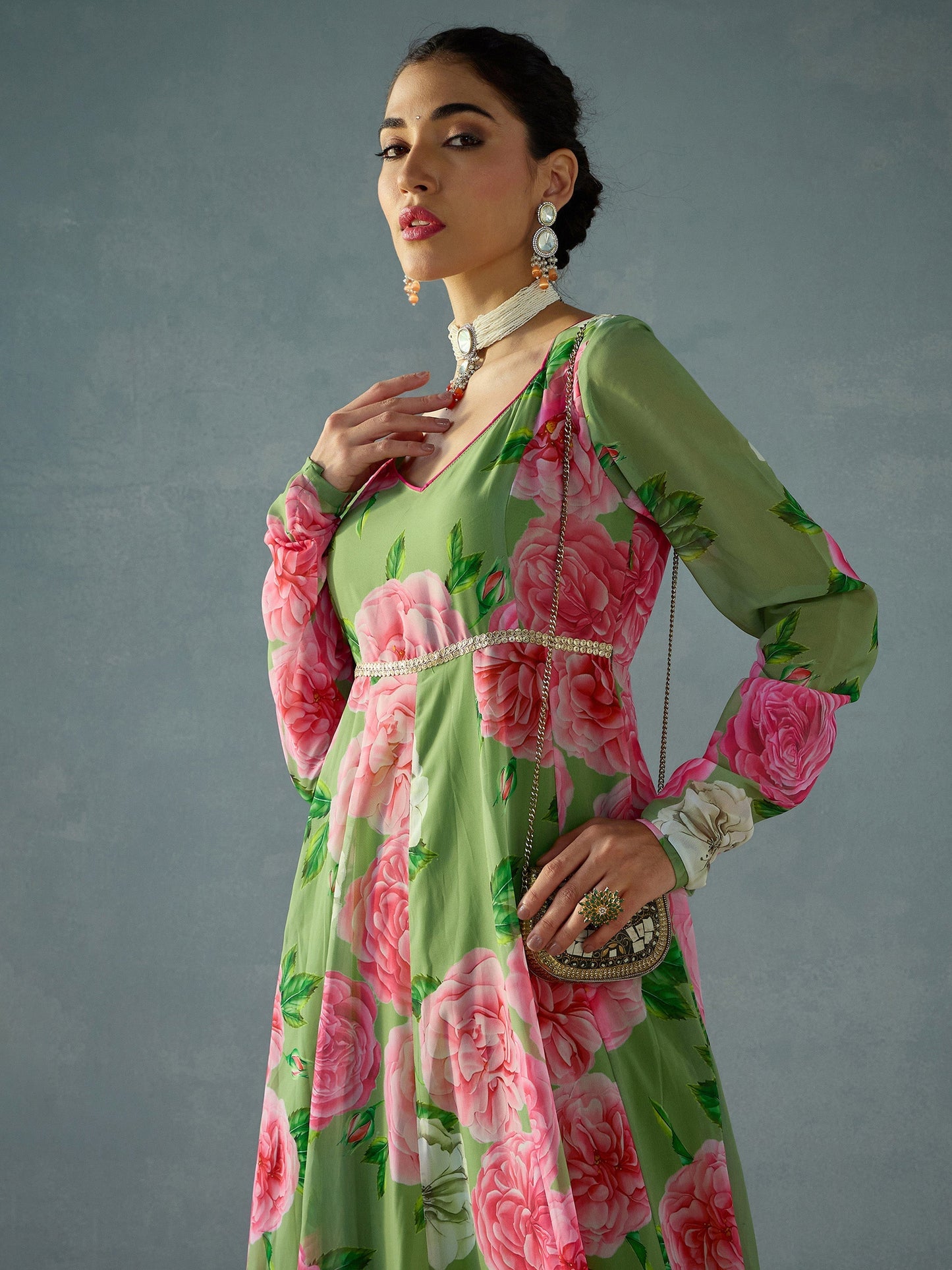 Women's Green Floral Kurta