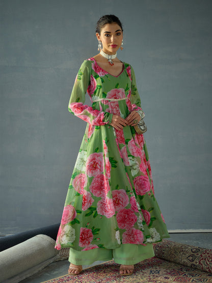 Women's Green Floral Kurta