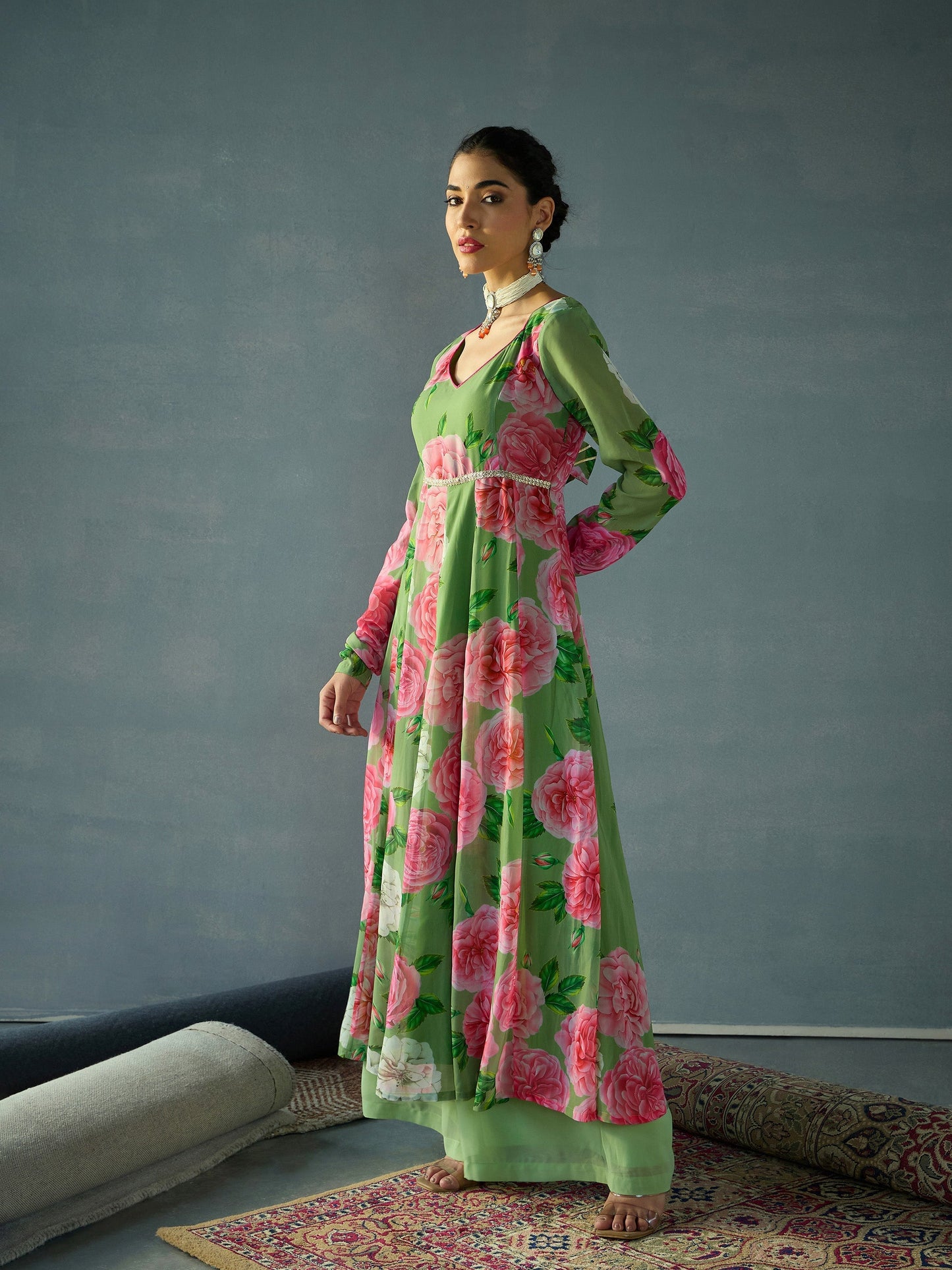 Women's Green Floral Kurta