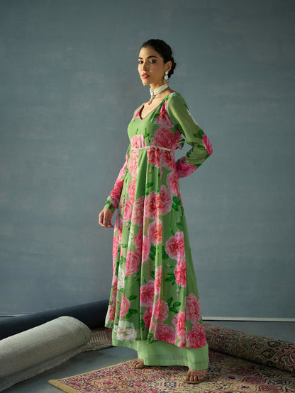 Women's Green Floral Kurta