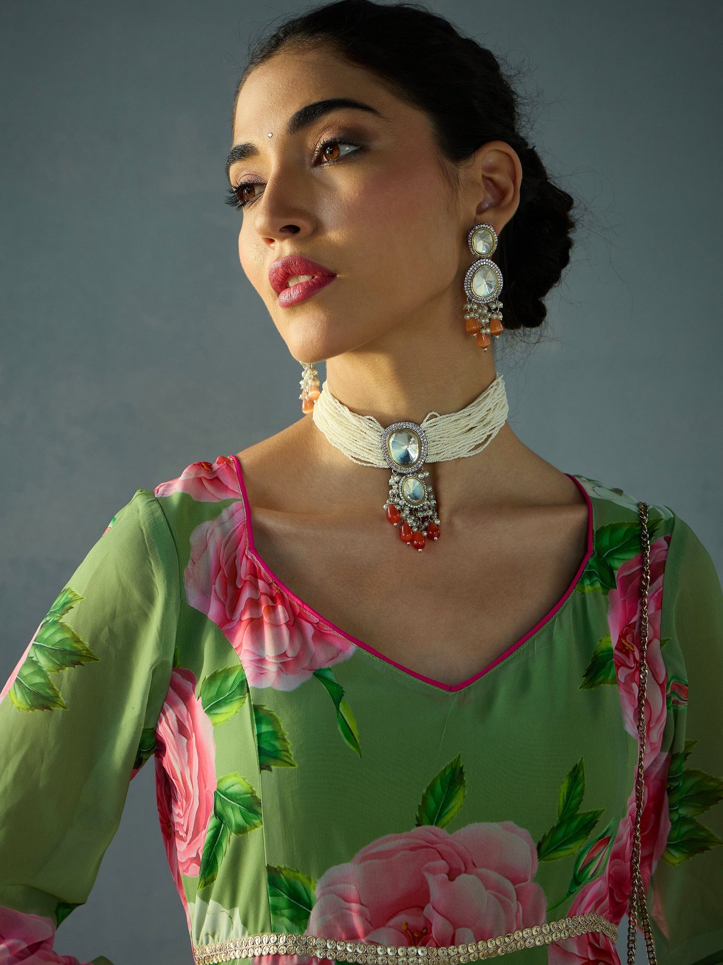 Women's Green Floral Kurta