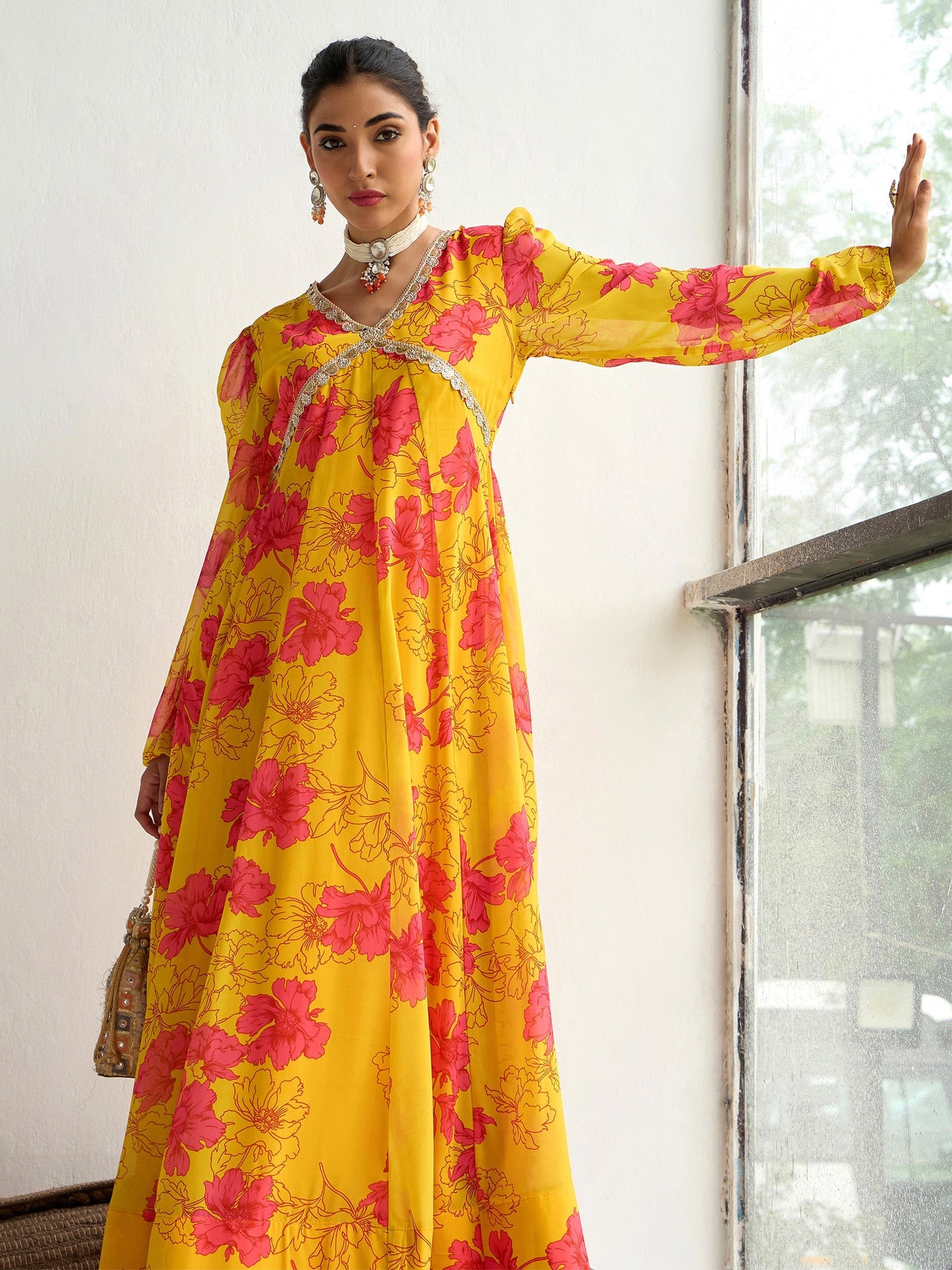 Women's Yellow Floral Kurta