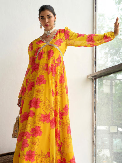 Women's Yellow Floral Kurta