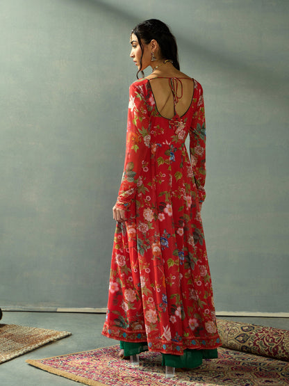 Women's Red Floral Kurta