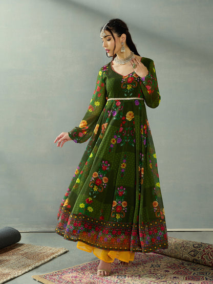 Women's Green Floral Kurta