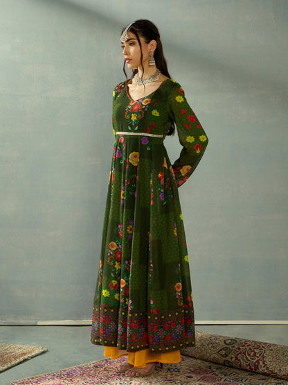 Women's Green Floral Kurta