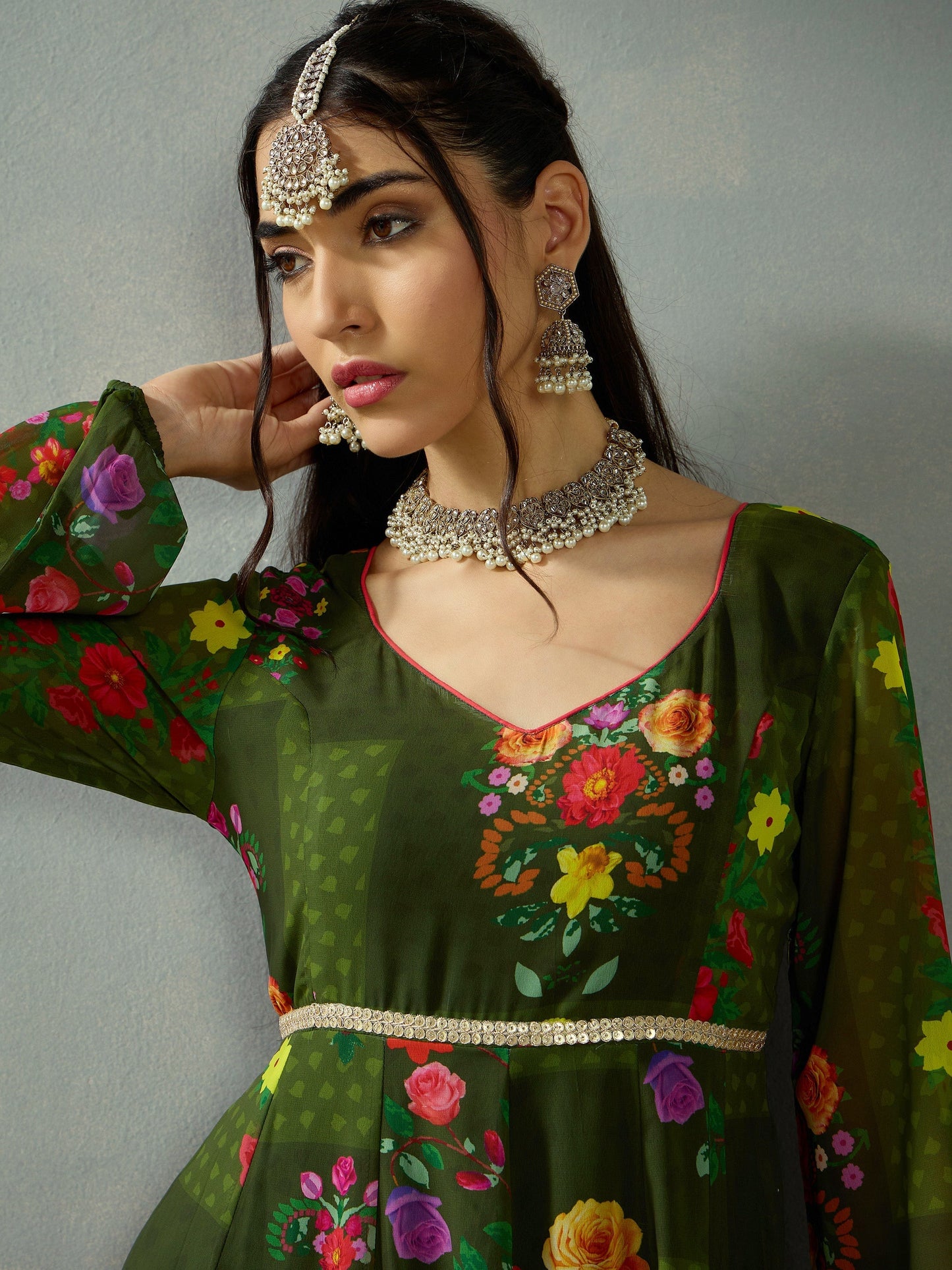 Women's Green Floral Kurta