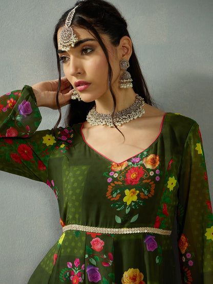 Women's Green Floral Kurta