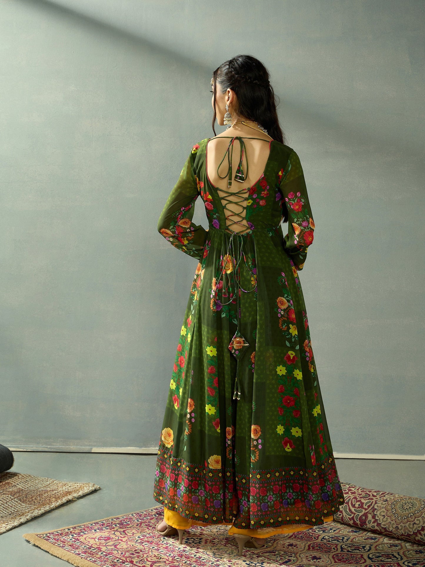 Women's Green Floral Kurta