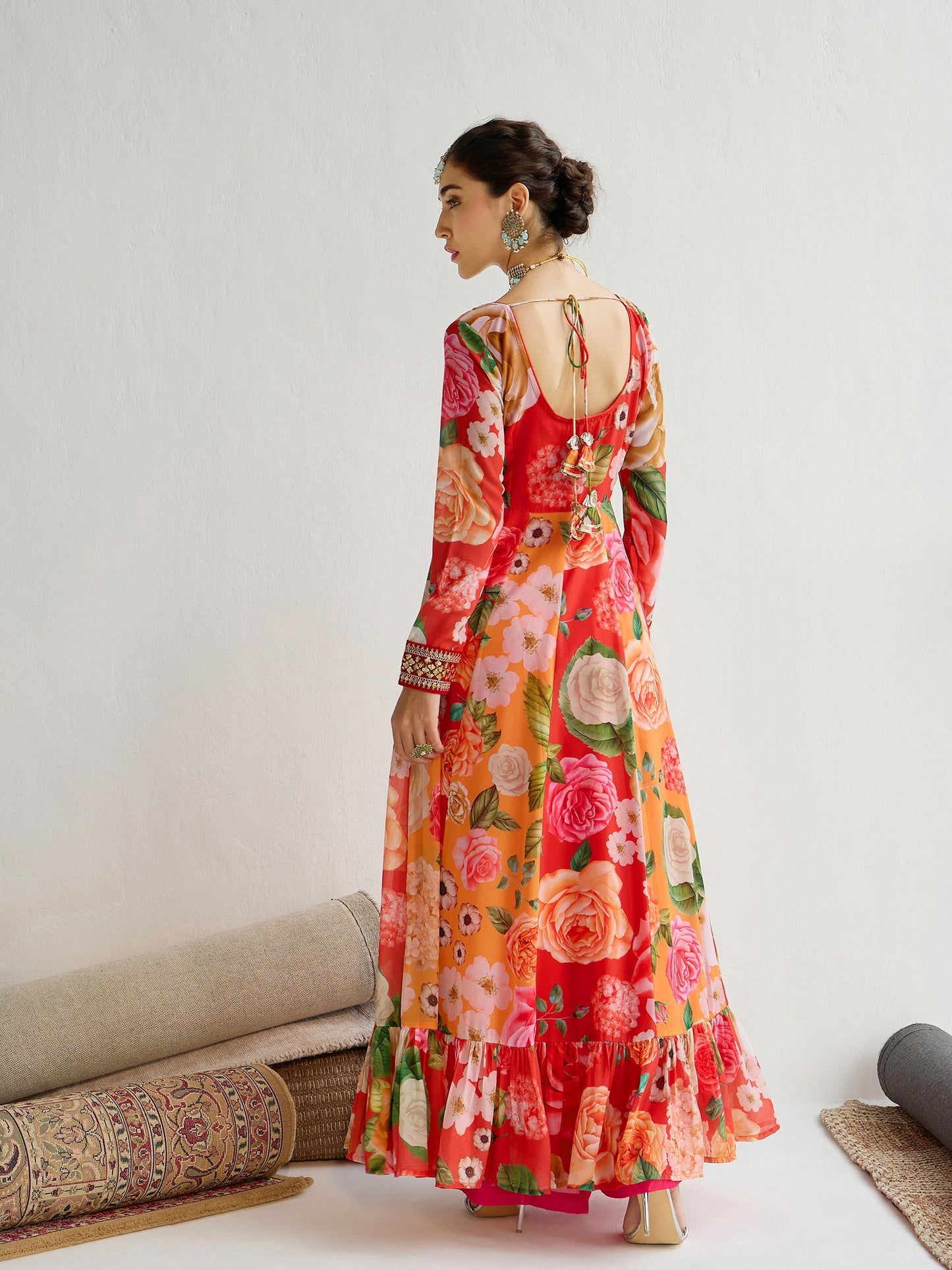 Women's Red Floral Kurta