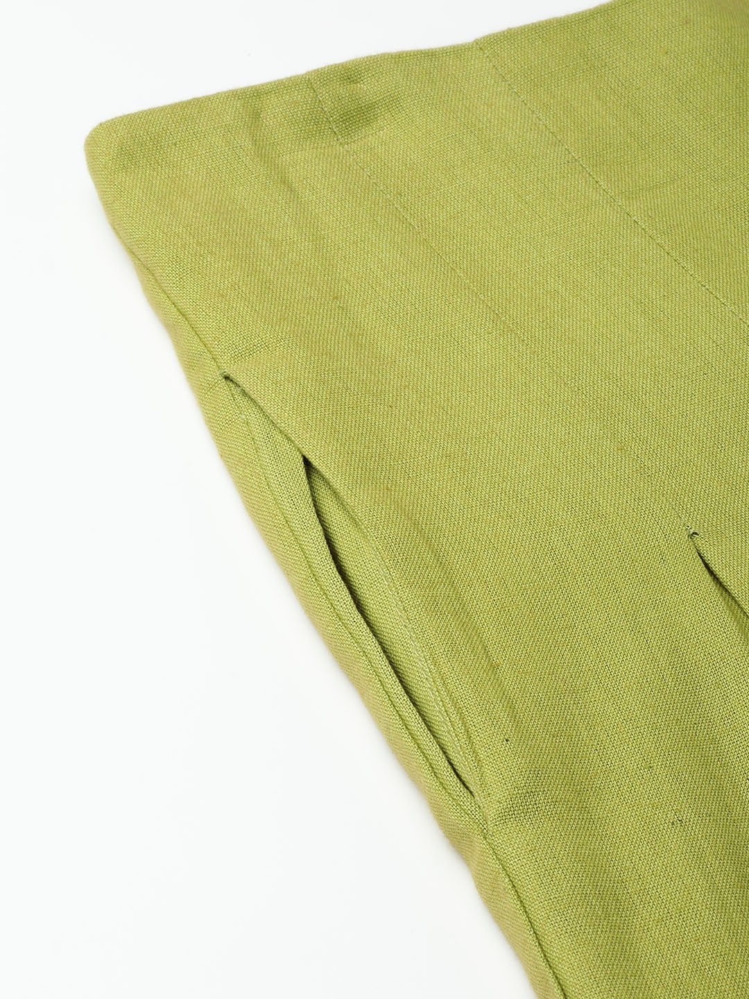Women's Green Waist Button Culottes