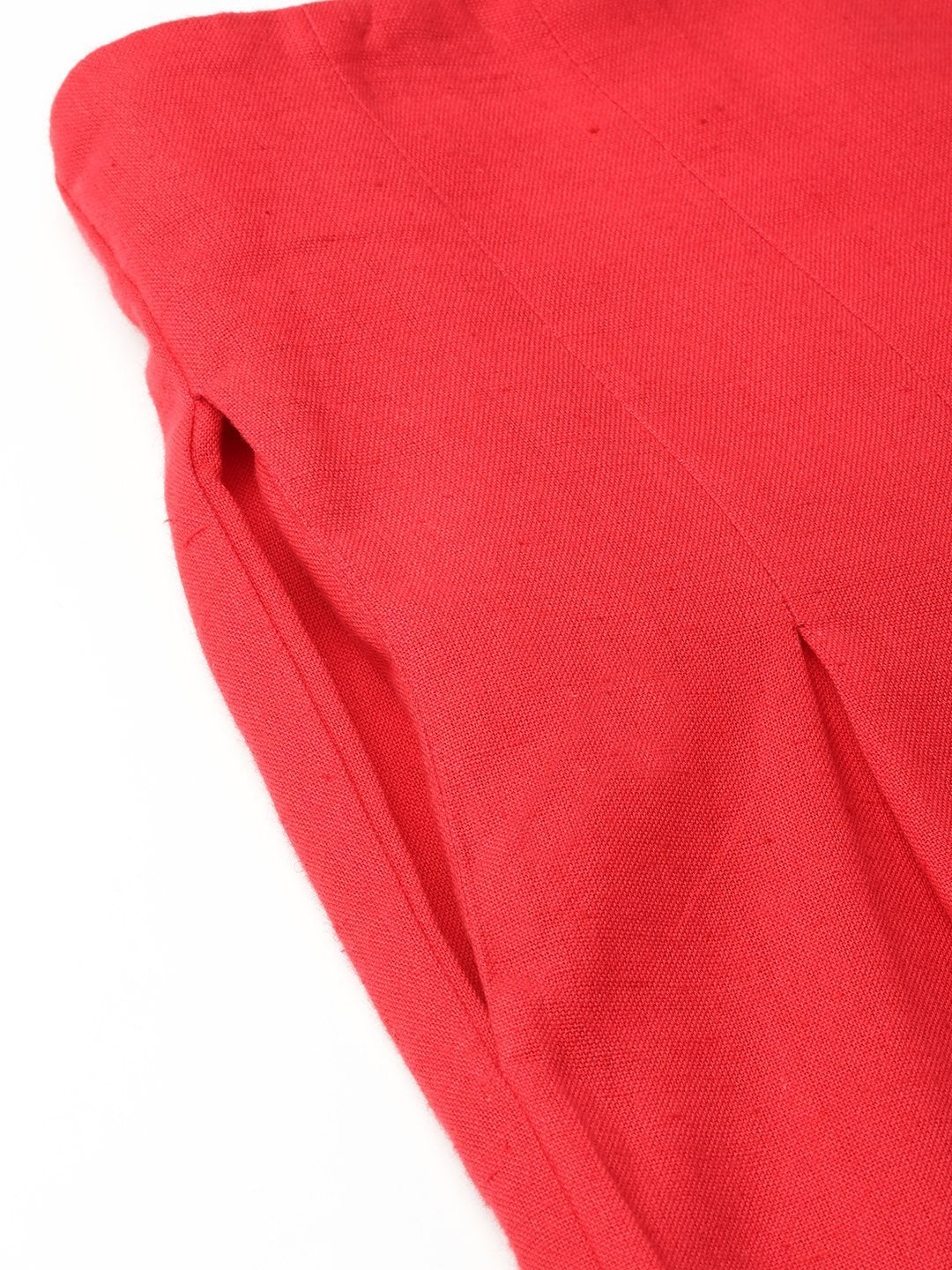 Women's Red Waist Button Culottes