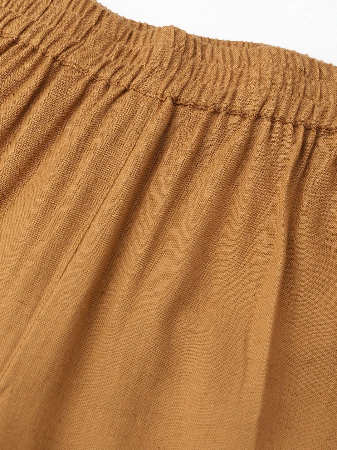 Women's Brown Tapered Pants With Inlay Pockets