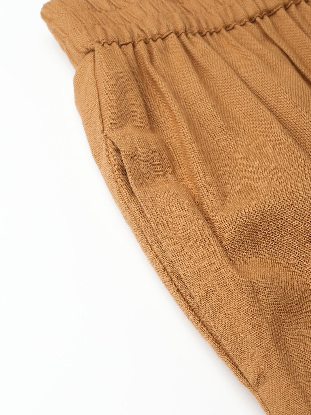 Women's Brown Tapered Pants With Inlay Pockets
