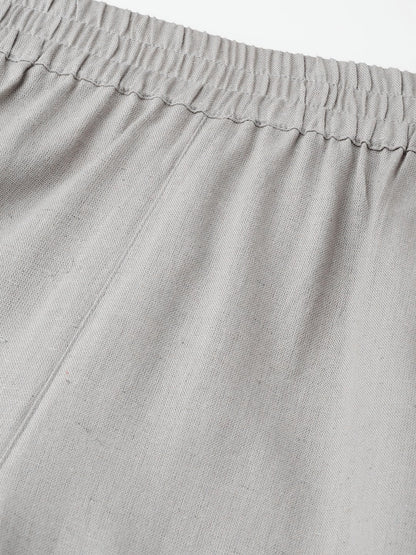 Women's Grey Tapered Pants With Inlay Pockets