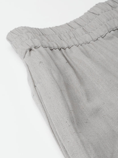 Women's Grey Tapered Pants With Inlay Pockets
